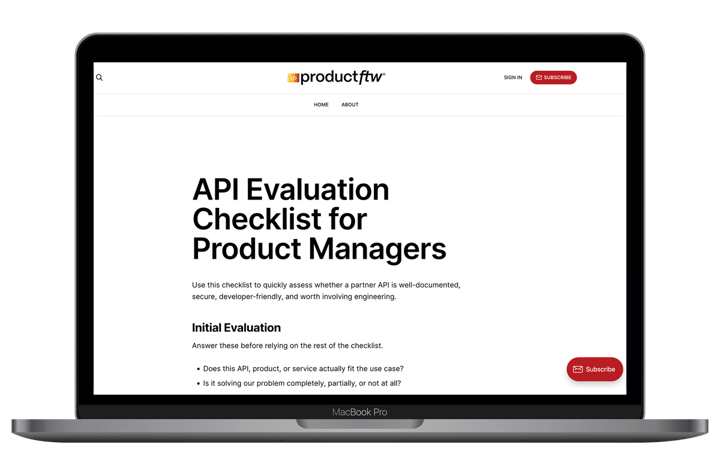 Image of a macbook laptop with the API evaluation template page open.
