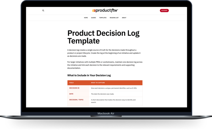Product Decision Log Template
