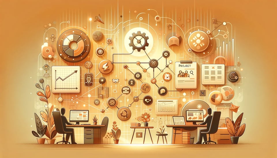 Illustration depiciting elements of proejct management